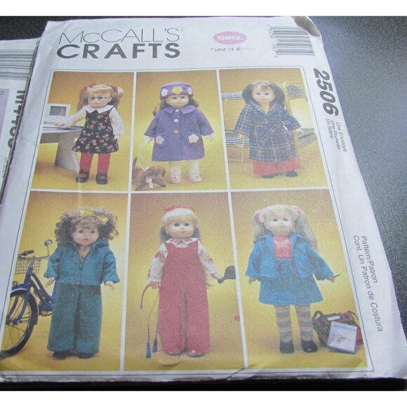 Mcall's Pattern 2506 4066 M4485 Lot 18 " Doll Clothes Dress Hat PJ'S Robe Shirt - Picture 4 of 4